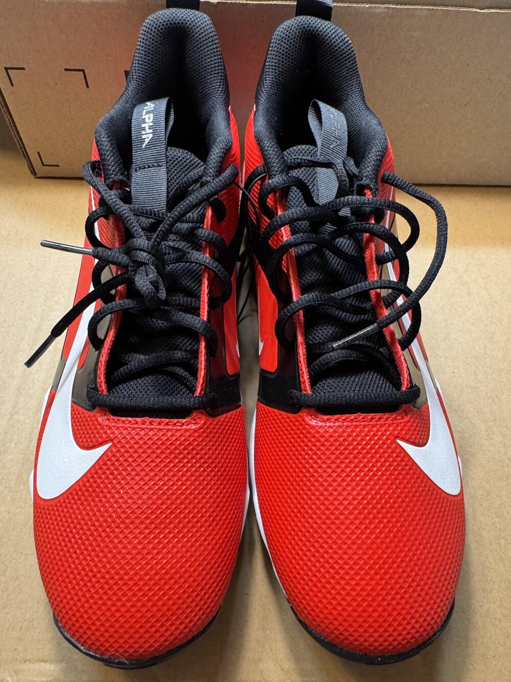 Nike Alpha Menace 4 Shark Football Cleats Mens Size 11 Red White Molded Shoes